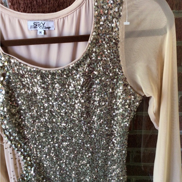 Reversible Gold sequined sheer Prom dress Size M - Picture 4 of 14